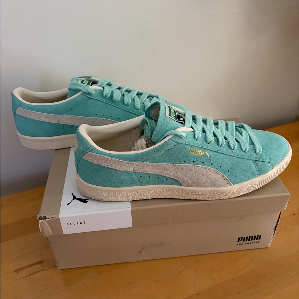 Puma Hommes Suede VTG Sneakers Mint - Picture 2 of 8